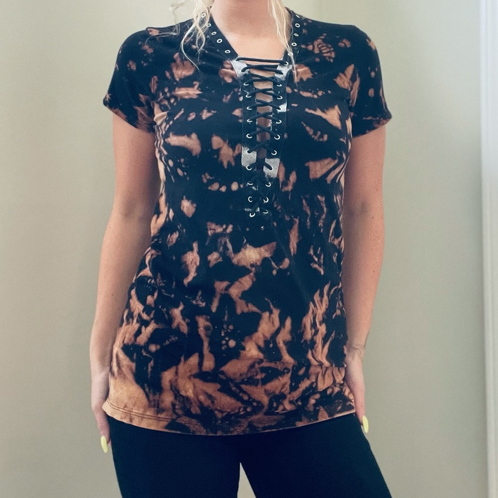 Fashion Nova bleach dyed black T-Shirt